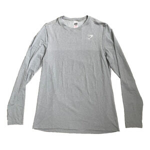 Gymshark Arrival Muscle Shirt Gray Long Sleeve Mens M Performance Stretch